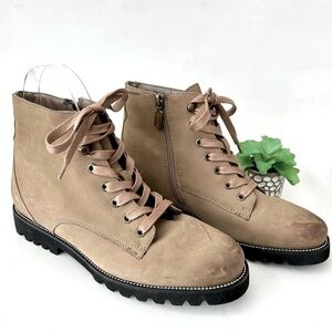 Blondo Waterproof Taupe Leather Nubuck Lace-up Rachelle Ankle Boots Size 9